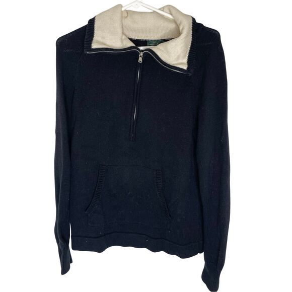 LRL Ralph Lauren Black Collared 3/4 Zip Sweater size medium - Picture 1 of 6